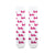 Barbie Logo White Crew Socks. Featuring a bold allover pink Barbie logo print on a clean white base