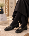 Black soft formal socks with slightly thick stocking-style material