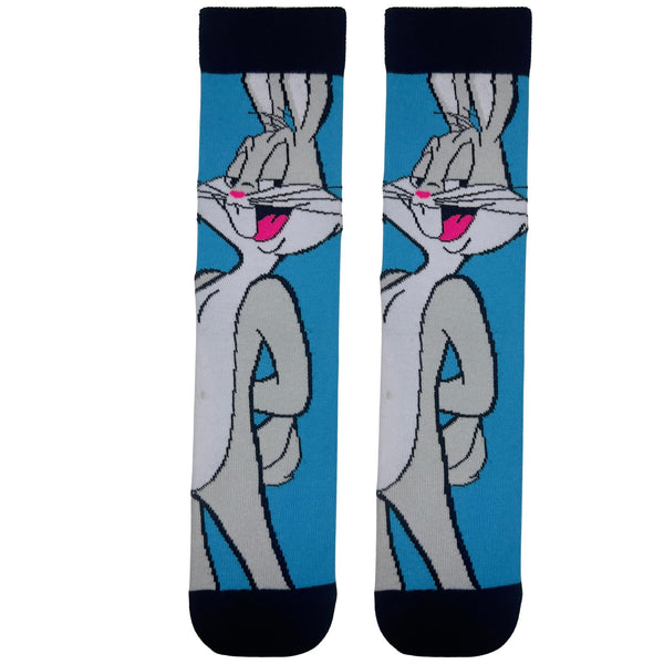 Bugs Bunny Socks, perfect for Looney Tunes fans! Featuring a bold, full-body Bugs Bunny design on a bright blue background