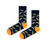 Carrot Patterned Socks! Featuring bright orange carrots on a deep navy base with matching orange toes and heels,
