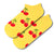 Cherry Pop Ankle Socks! Featuring vivid red cherries on a cheerful yellow background,