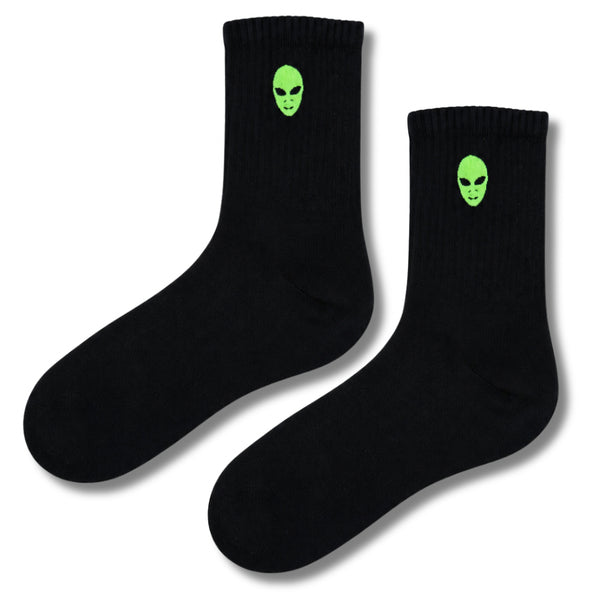 Alien Embroidery Black sock