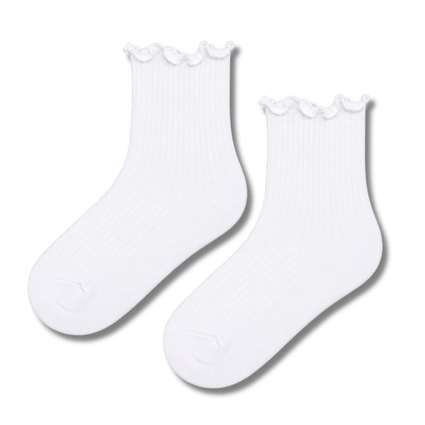 White Ruffle Ankle