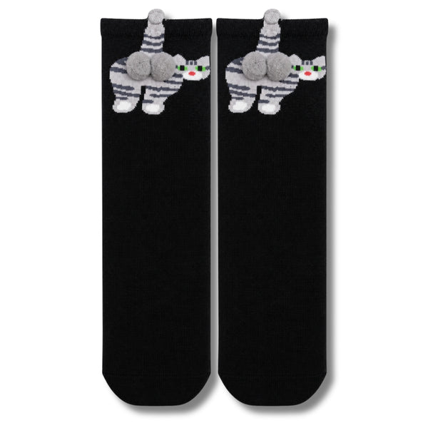 3D Pom Pom Black Cat