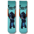Blue crew socks featuring a cute Stitch cartoon character design on a light aqua background