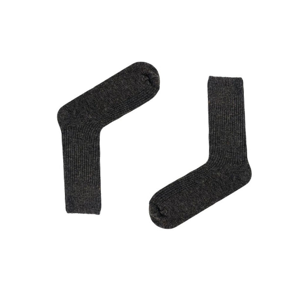Dark grey ribbed crew & wool socks – a perfect blend of comfort and style