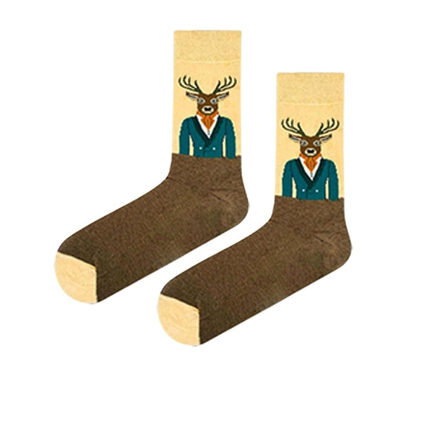Crew socks with gentle deer design