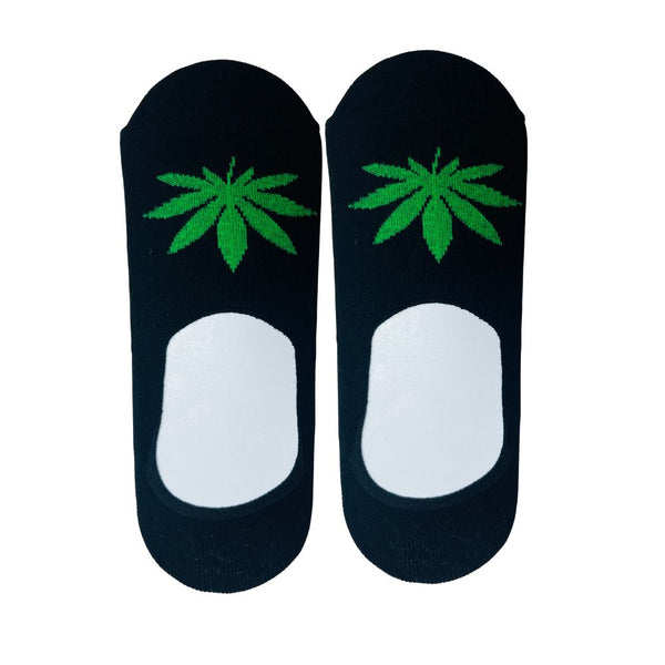 Green-leaf Invisible Socks featuring a striking green leaf design. Crafted from soft,