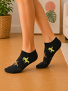Black ankle socks with horse rider silhouette pattern for horse lovers.