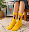Yellow Ice Cream Cone Socks with colorful ice cream graphic design