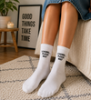 White Loading Please Wait funny text crew socks