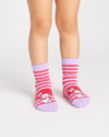 Pink striped My Melody kids crew socks for children aged 3–4 years featuring a cute My Melody character design.