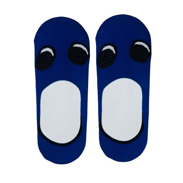 Oreo Blue Invisible Socks featuring a cute cartoon eyes design.