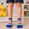 Grey Pikachu and Poké Ball ankle socks with blue cuffs and toes for kids aged 6–7 years