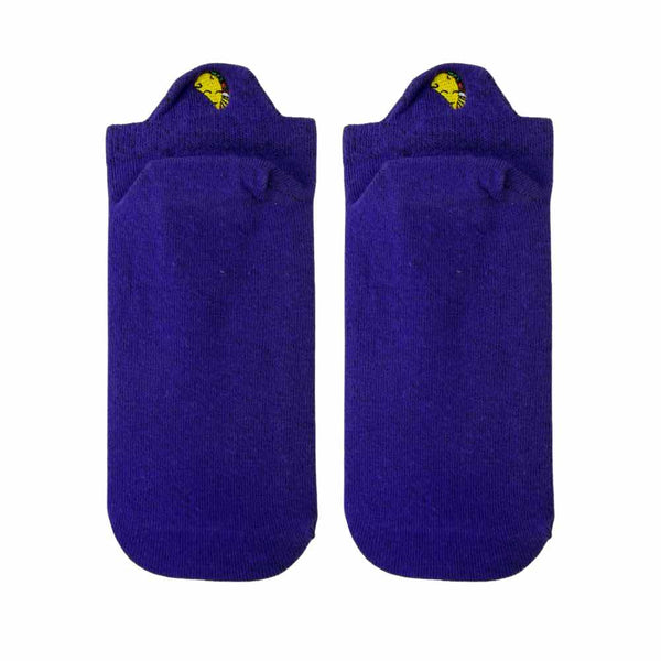 Pair of blue Ankle socks with a tacos embroidered this socks for women only
