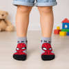 Grey and red spider superhero ankle socks for kids aged 3–5 years