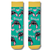 Turquoise cartoon inspired crew socks featuring cute alien character artwork with pink hearts
