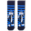 Sylvester cartoon cat crew socks with blue and black horizontal stripes