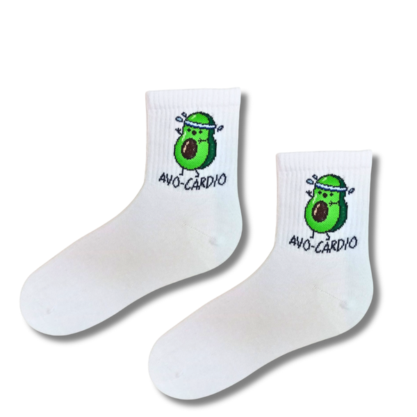 Avo-Cardio Avocado White Crew Socks