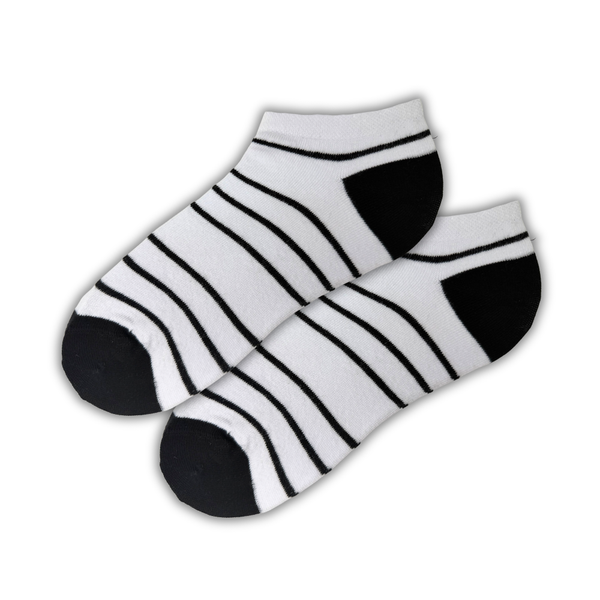 Black & White Striped Ankle Socks