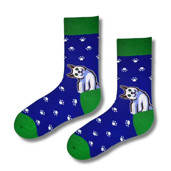 Blue Cat Paw Crew Socks