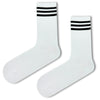 Classic White Crew Socks with triple black stripes are a must-have for everyday wear.