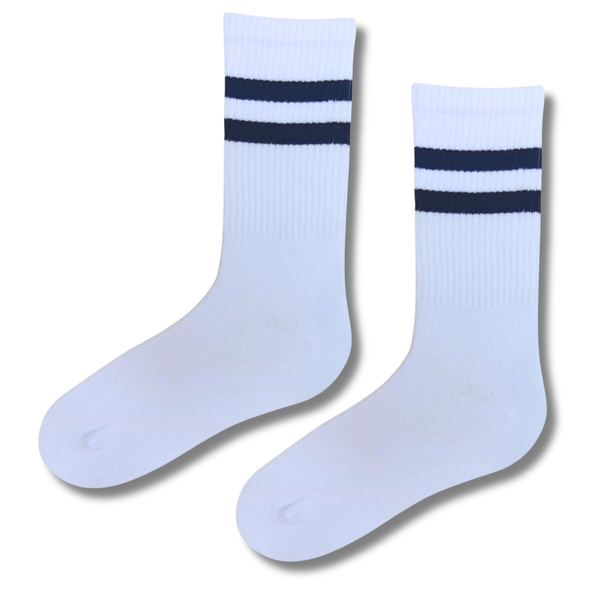 Classic White Athletic Stripe Crew Socks