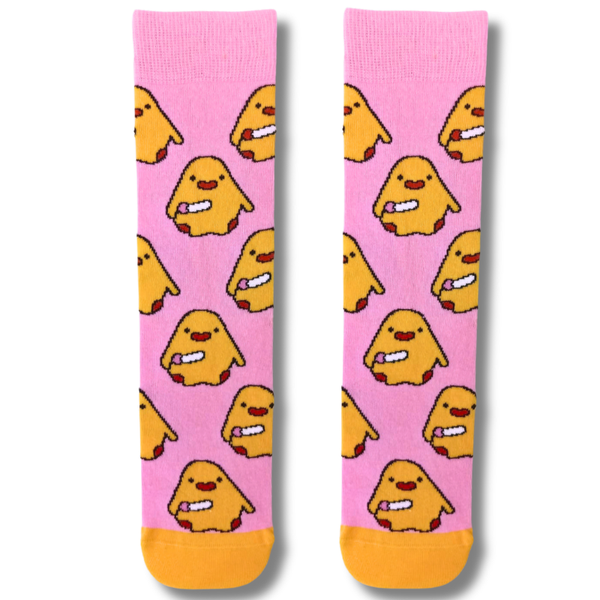Criminal Duck Pink Crew Socks