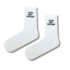 Crew socks with black 'CUTE BUT PSYCHO' text