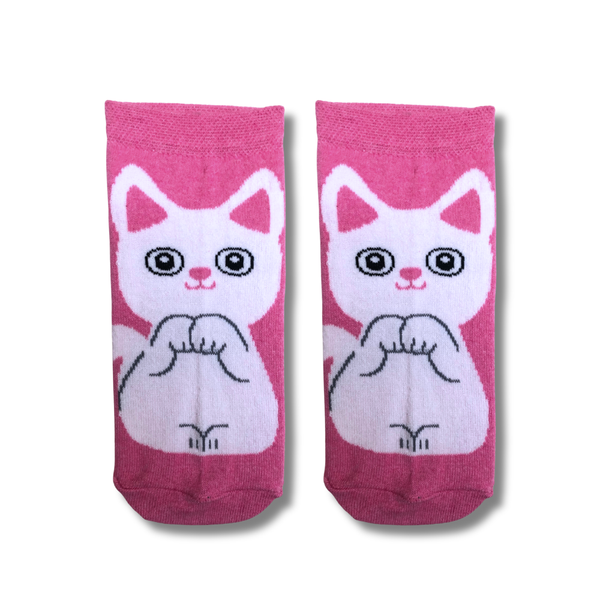 Cute Pink Cat Ankle Socks