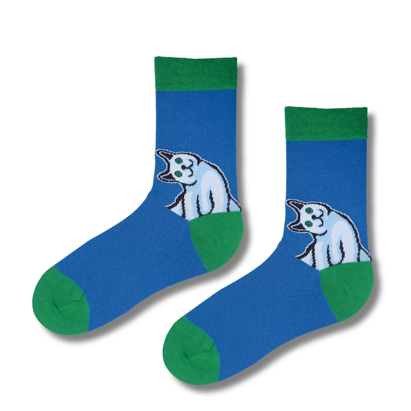 White Cat Crew Socks