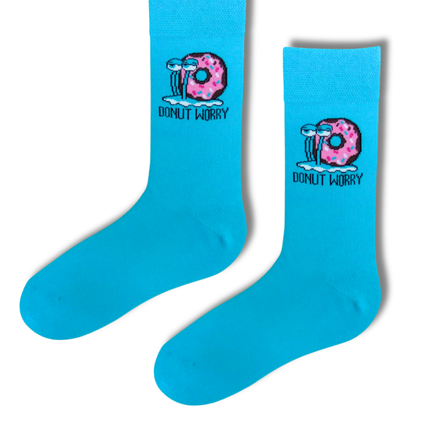Donut Worry Blue Crew Socks