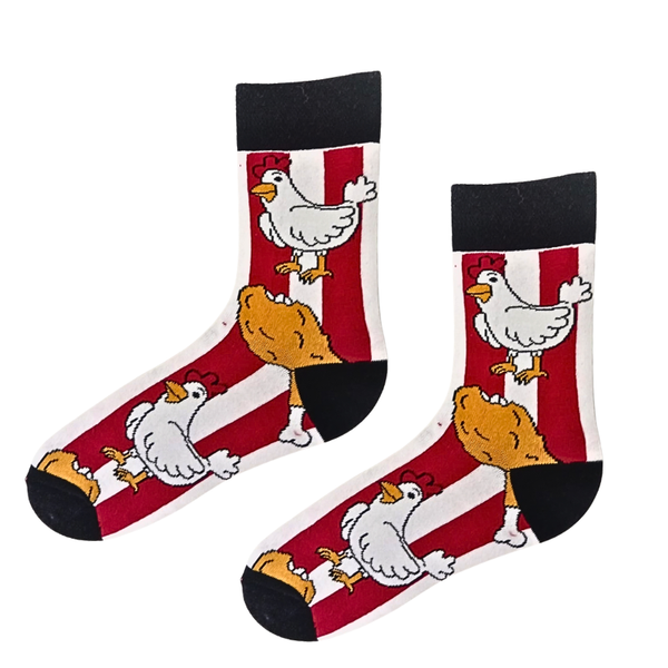 Fried Chicken Stripes Crew Socks