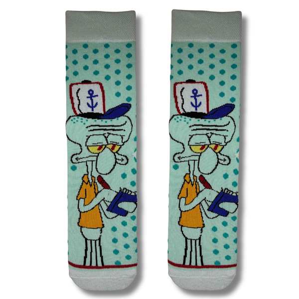 Squidward Cartoon Crew Socks