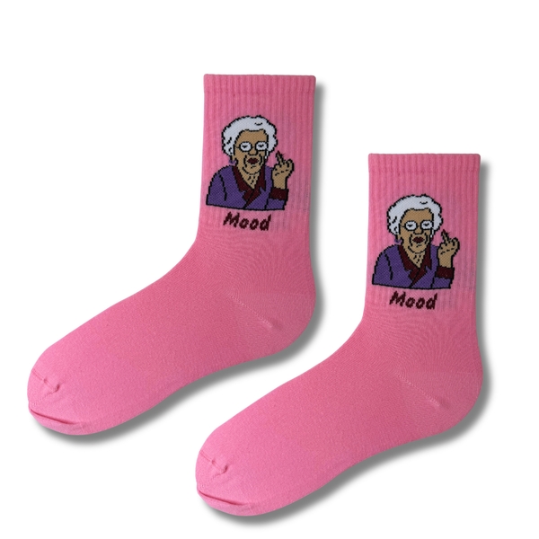 Grumpy Grandma Mood Pink Crew Socks