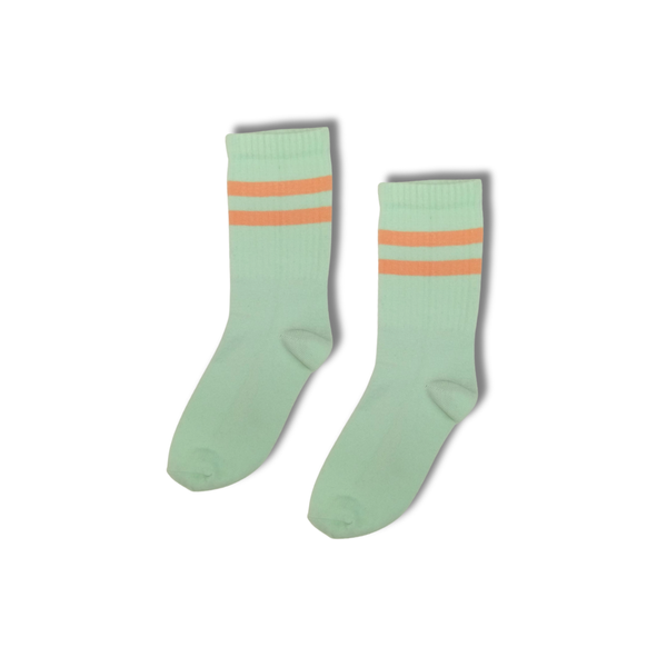 Kids Mint & Peach Stripe Crew Socks