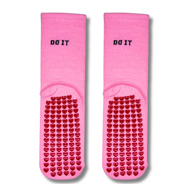Pink “Do It” Non-Slip Grip Socks