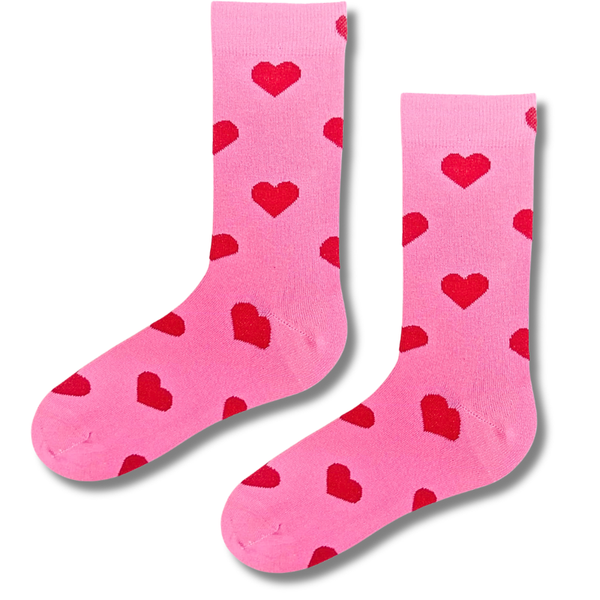 Pink Hearts Crew Socks