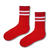 Red Double Stripe Crew Socks