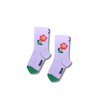 Kids Smiley Flower Socks – Lavender & Green (1–2 Years)