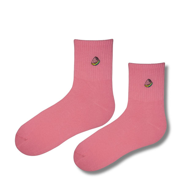 Pink Watermelon Embroidery Socks
