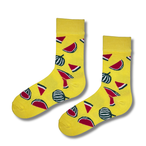Yellow Watermelon Pattern Crew Socks