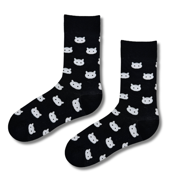 White Cat Face Socks