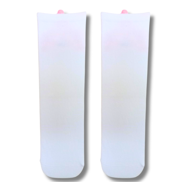 White Pompom Pink Cat Socks