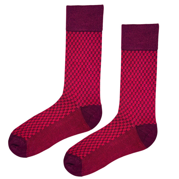 Bambu Red Checkered Pattern Socks