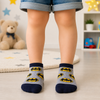 Grey Batman ankle socks with yellow and black bat logos for kids aged 3–5 years