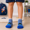Blue and grey striped ninja character ankle socks for kids aged 6–7 years
