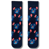 Blue Stitch cartoon pattern crew socks with navy background and cute blue character print