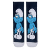  Brainy Smurf Socks! Designed with a bold black background and a detailed print of Brainy Smurf wearing his signature glasses