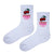 Cherry Cherry Lady Socks. These white crew socks feature a playful red cherry graphic and bold text that adds a splash of sweetness to any outfit.